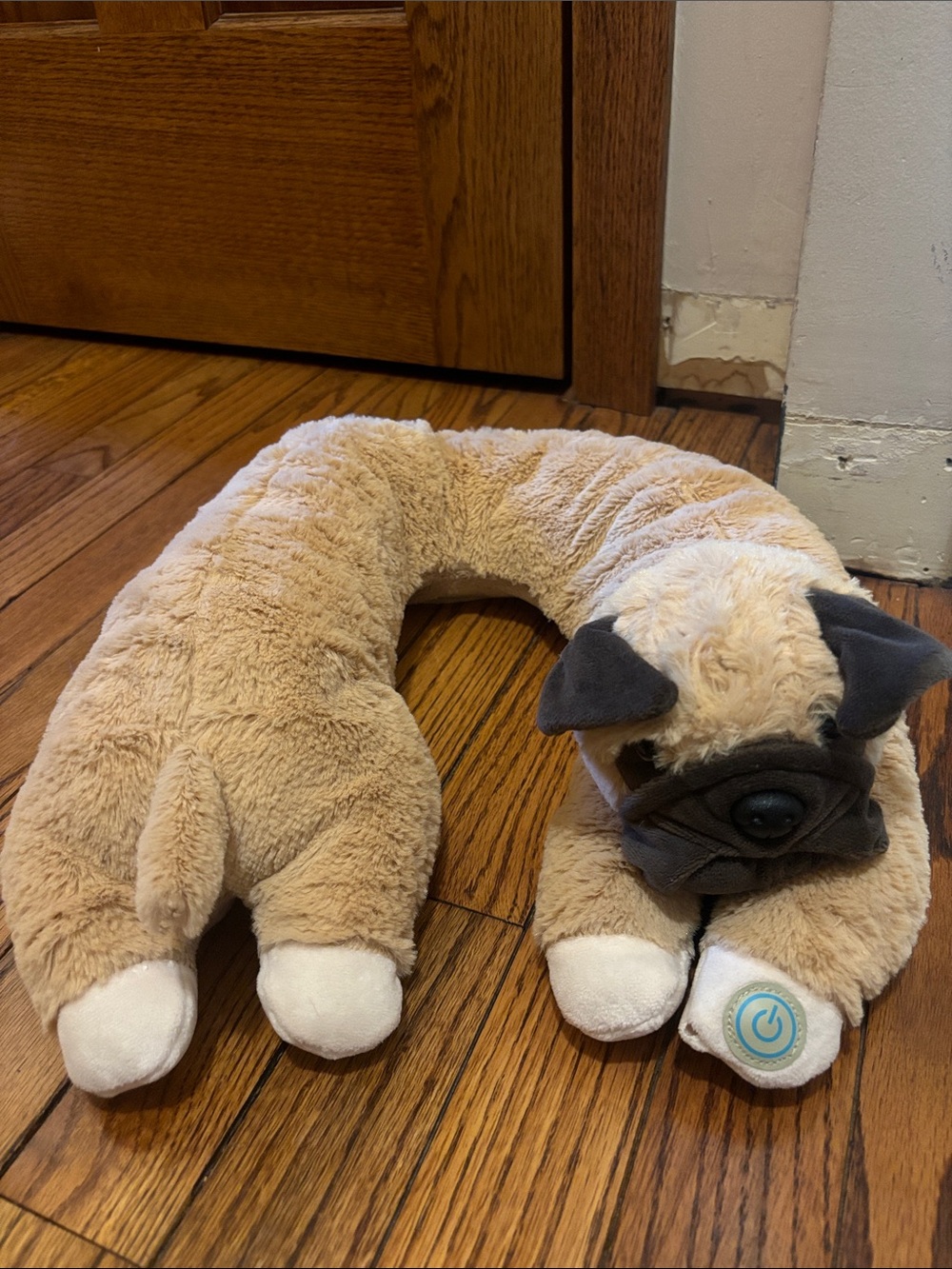 Plush Beige Dog Neck Pillow with Soothing Vibration